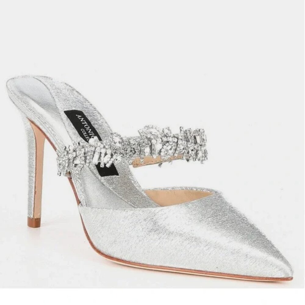 Antonio Melani Collection Nova Jeweled Fabric Mules Size 6.5
